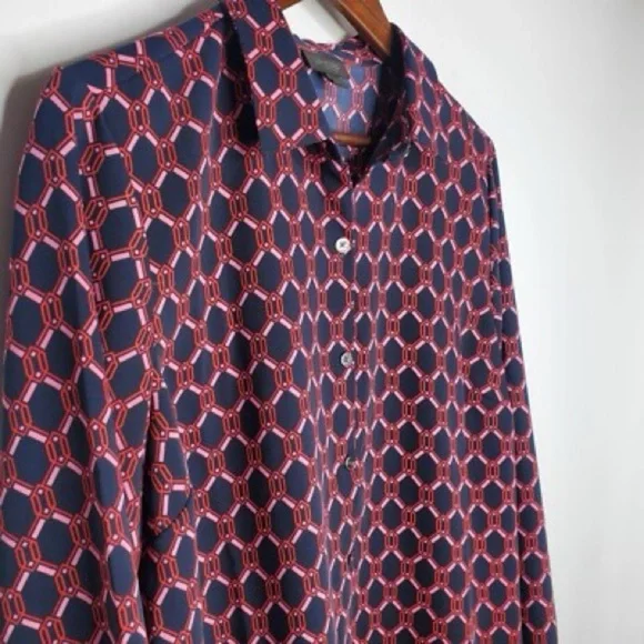 J. Jill Red and Black Geometric Blouse - Picture 3 of 4